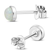 Synthetic Sun & Ice Opal Round Sterling Silver Stud Earrings, e440st